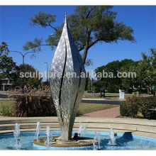 2016 nueva forma de hoja de acero inoxidable decoración de la fuente de la escultura